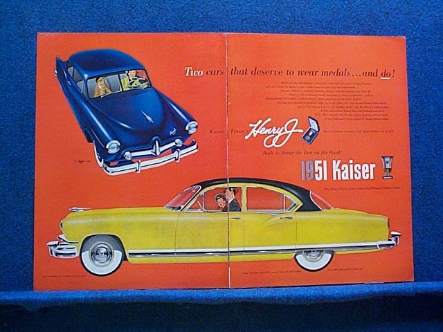 1951 Kaiser Golden Dragon & Frazer Henry J ~ 2 Pg Ad  