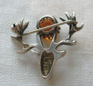 Silver & Citrine Robert Allison Iona Stag Brooch  