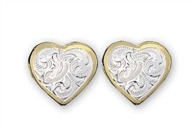 Montana Silversmiths Silver Gold Heart Earrings Studs  