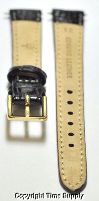 12 mm BLACK LEATHER WATCH BAND CROCO WITH SPRNG BARS  