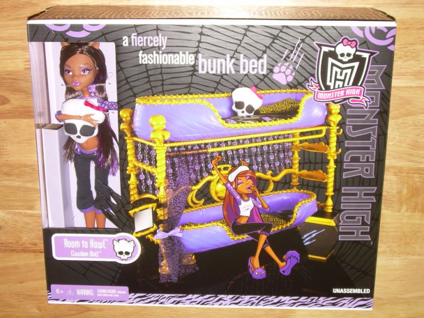   MONSTER HIGH Room To Howl CLAWDEEN WOLF Doll & BUNK BED Dead Tired