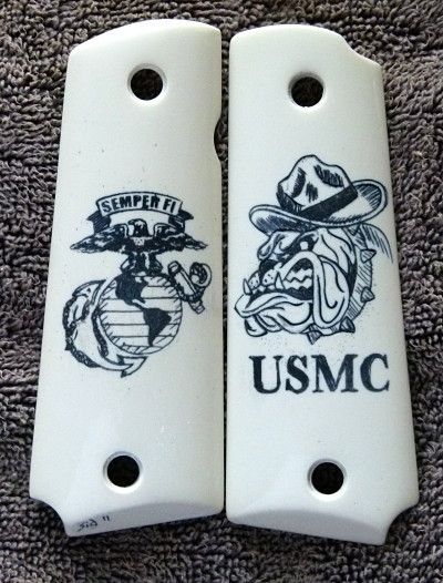 153 Colt 1911 Hand Scrimshaw USMC BullDog DI NICE  