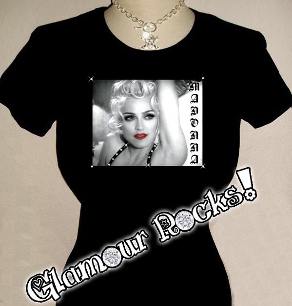 MADONNA RHINESTONE TEE T SHIRT TOP S M L XL  