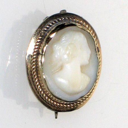 ANTIQUE VICTORIAN MINIATURE 10K CAMEO GREY TINY MINI BR  