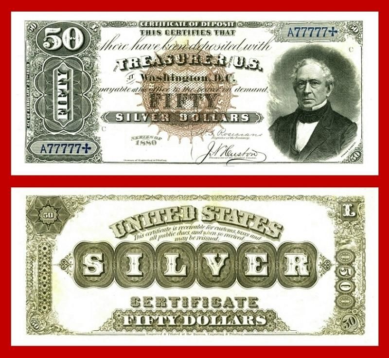 1880 $50 EVERETT SILVER CERTIFICATE  OVERSIZED COPY  