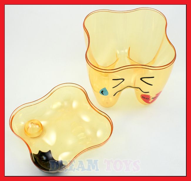   Clear Sad Cavity Tooth Shaped Storage Box   Container Organizer Supply