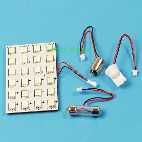 NEW White 24 SMD LED Car Interior Dome Light Lamp Bulb  