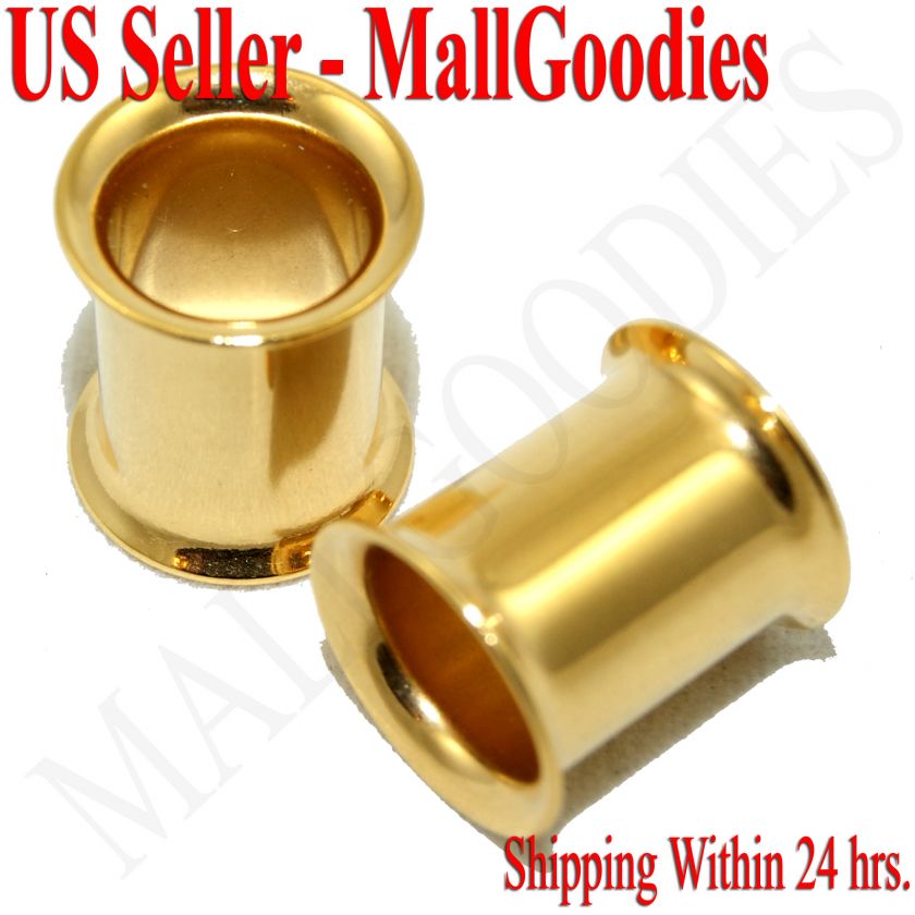 1115 Gold Double Flare Tunnels 0 Gauge 0G Ear Plugs 8mm  