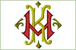 KM   MK #1 Machine Embroidery 2 Letter Monogram 4x4  