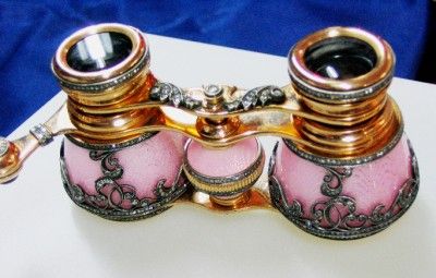 Museum Grade Russian 14K Gold, Silver, Diamond & Enamel Opera Glasses 