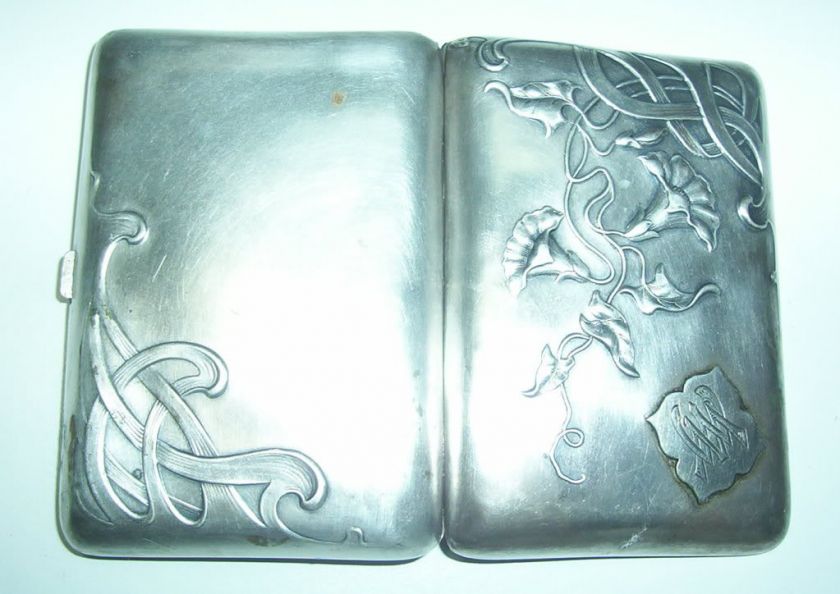 ART NOUVEAU CIGARETTE CASE GERMANY SILVER VERMEIL  