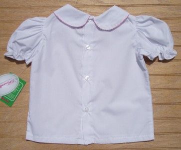 Girls Boutique ROSALINA White S/S Blouse Pink Piped Peter Pan Collar 