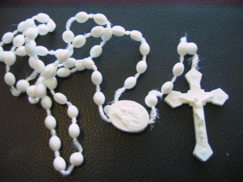 WHITE PRISON ISSUE PLASTIC ROSARY BEADS Ronaldo etc  