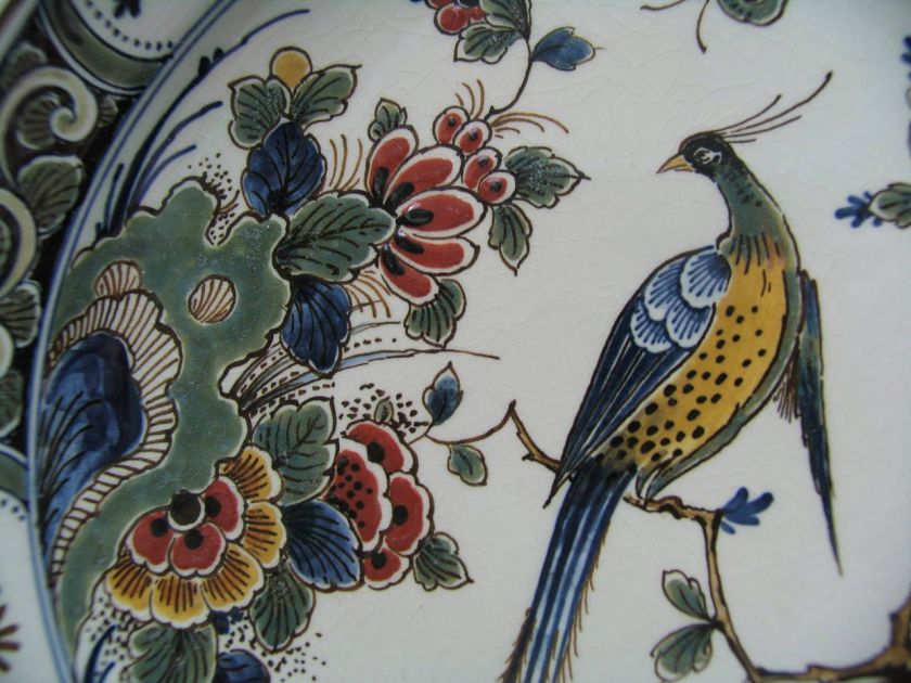 Decorative Delft, Fles, 9.5D, Hand Painted Peacock  