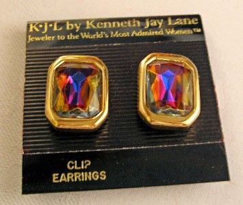 Vintage Earrings KJL KENNETH JAY LANE Big Beautiful Fiery Topaz CLIP 