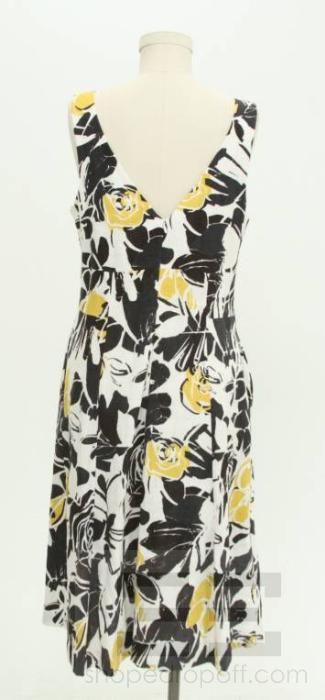 Theory White Blue & Yellow Linen Floral Sleeveless Dress Size 10 NEW 