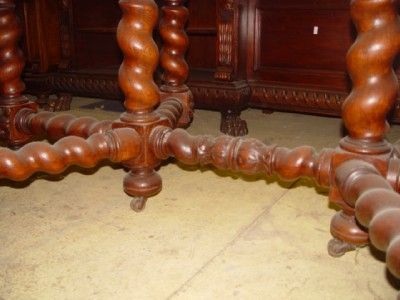 FRENCH CARVED OAK BARLEY TWIST DINING ROOM TABLE 06BE162  