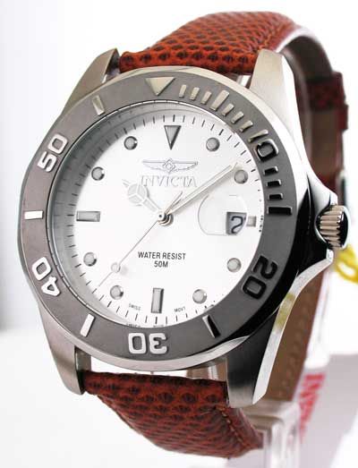 MENS INVICTA BROWN LEATHER DATE WATCH 0005 BR03  