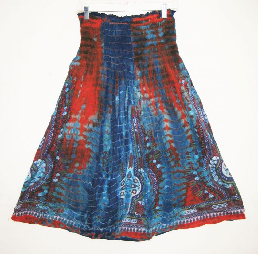 Sacred Threads SPRING Hippie Boho Tie Dye Dashiki Skirt Dress 212373 