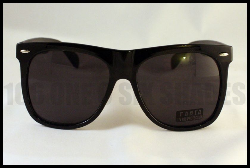 Thick Frame Horn Rimmed Oversized Vintage Retro Sunglasses BLACK New 