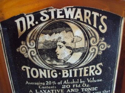 Dr Stewarts Tonic Bitters Bottle 7.75 tall Amber  