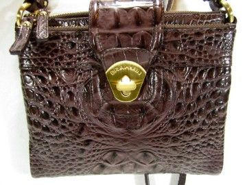 NWT BRAHMIN Aubergine MOJITO Croco Embossed Leather MELBOURNE 