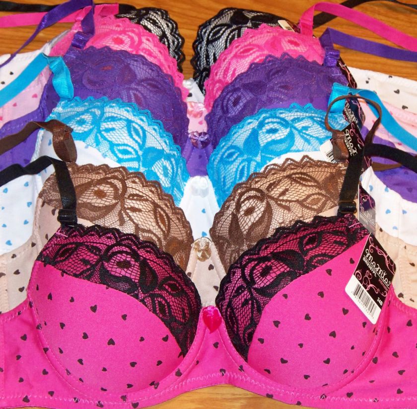 BRAS BR9387 LOT HEART POLKA DOT 32 34 36 38 40 B C  