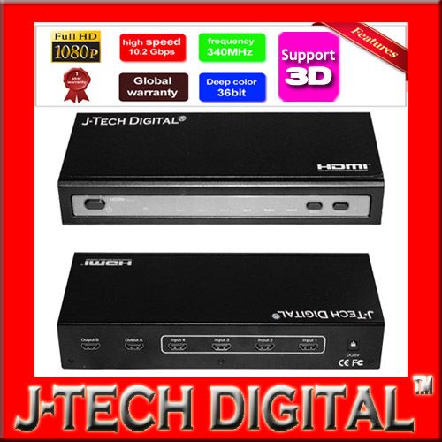 NEW J Tech Digital TM Premium HDMI 4x2 Matrix  