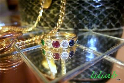 reduced ~ Ruby, Sapphire, Emerald, Diamond Ring~ITALY~  