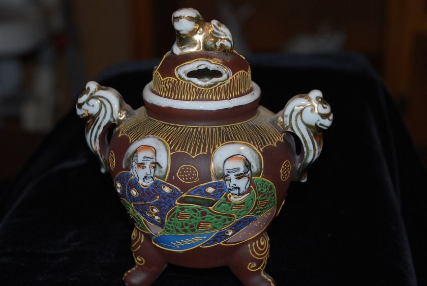 LARGE JAPANESE SATSUMA KORO INCENSE BURNER  