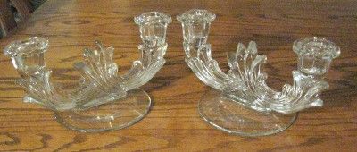 Vintage Fostoria Baroque Double Candlestick Holders  