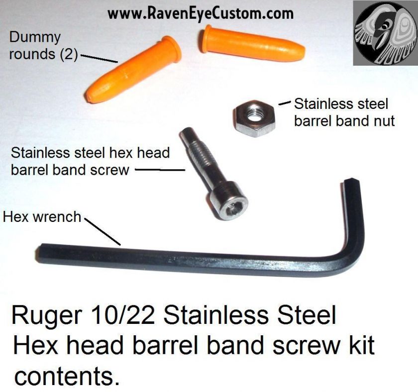   Ruger 10/22 Barrel Band Screw, stainless nut, wrench 22LR dummy rounds
