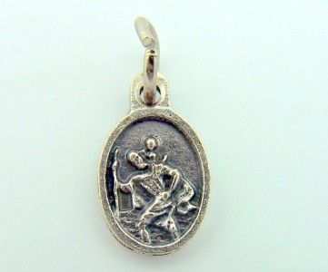 Mini Oval Saint St.Christopher Pray For Us Catholic Charm Medal Silver 