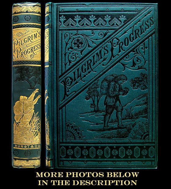 1885 PILGRIMS PROGRESS RARE ILLUSTRATED VICTORIAN GILT FINE BINDING 