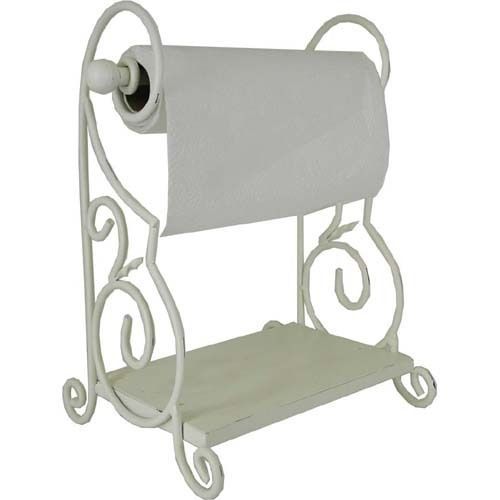 White Scroll PAPER TOWEL HOLDER Shelf Vintage Style  