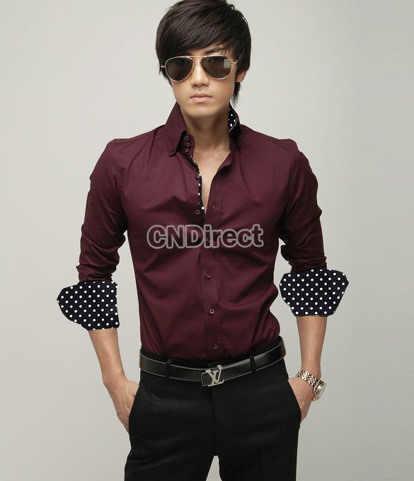 Hot Mens Casual Slim Fit Stylish Dress Shirts Luxury 3 color M/L/XL 