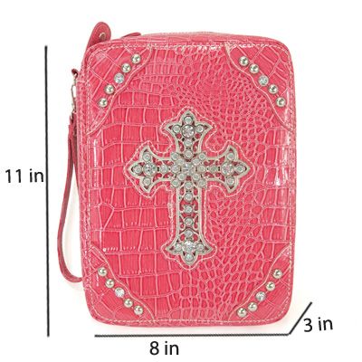 New Fashion Rhinestone Cross Leather Bible Cover  A51BK  