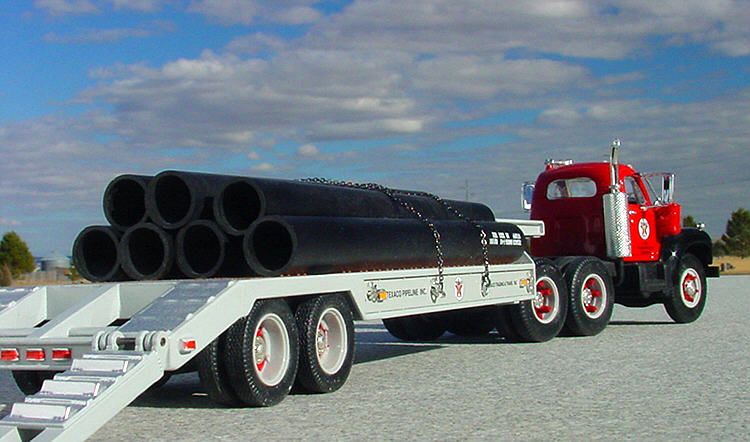 RAREST TEXACO PIPELNE MACK LOWBOY w/Load  First Gear  