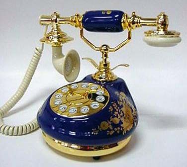 Antique French Porcelain Phone / Telephone   Blue NEW  