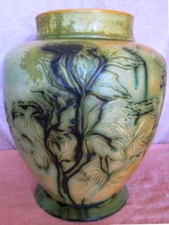 ANTIQUE LCT TIFFANY MONUMENTAL POTTERY FLOWER VASE  