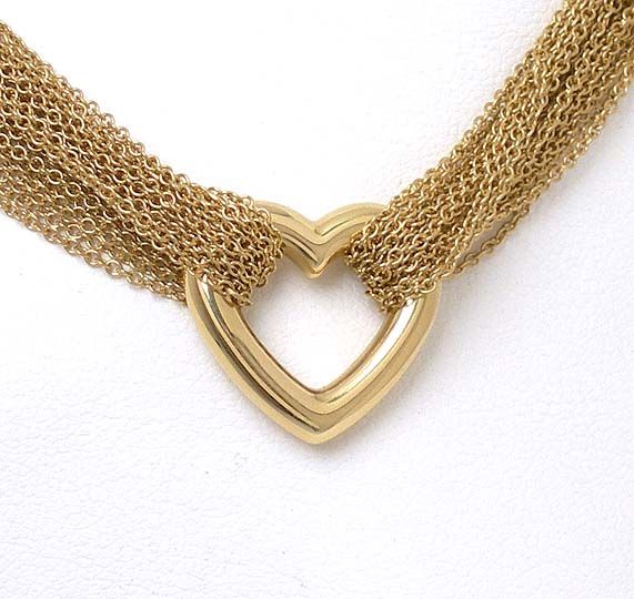 TIFFANY & CO. 18K GOLD MULTI STRAND HEART NECKLACE  