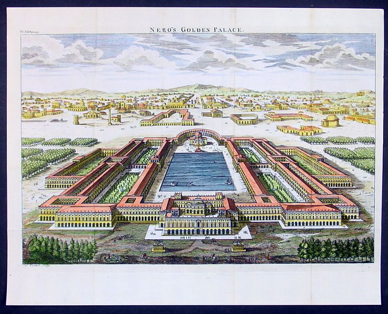 1650 Fuller Antique Print a View of Neros Palace Rome  