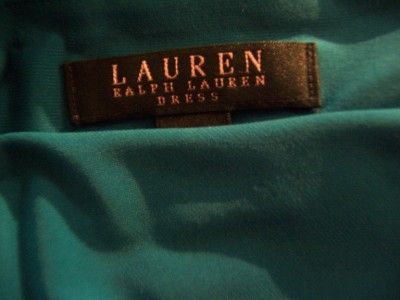 RALPH LAUREN Turquiose Stretch Jersey Knit V Neck Cocktail Evening 