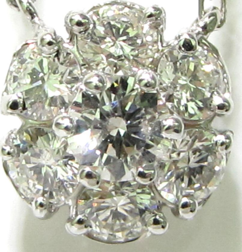 4000 1.35CT CLASSIC CLUSTER DIAMOND PENDANT +CHAIN █  