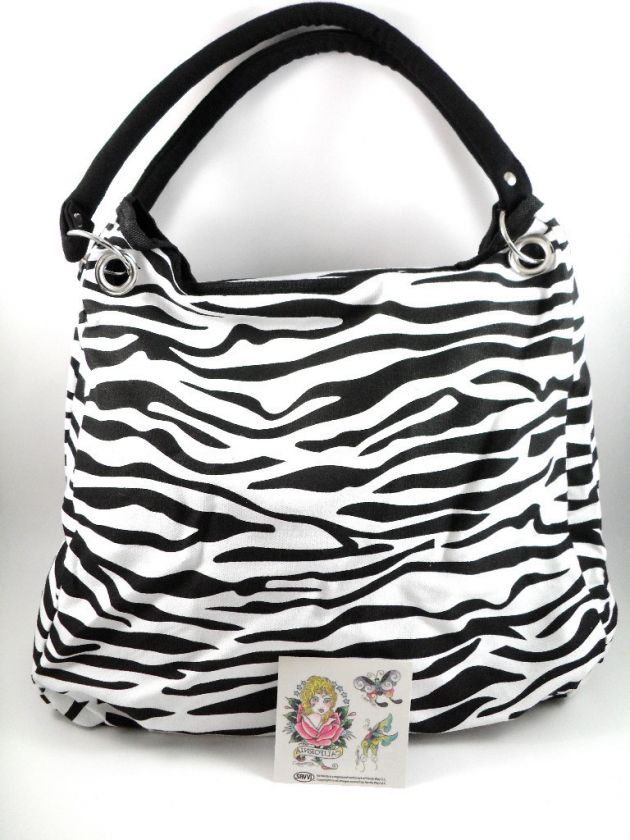 HOT ZEBRA PRINT ROCKABILLY EMO SAC BAG & ED HARDY TAT  