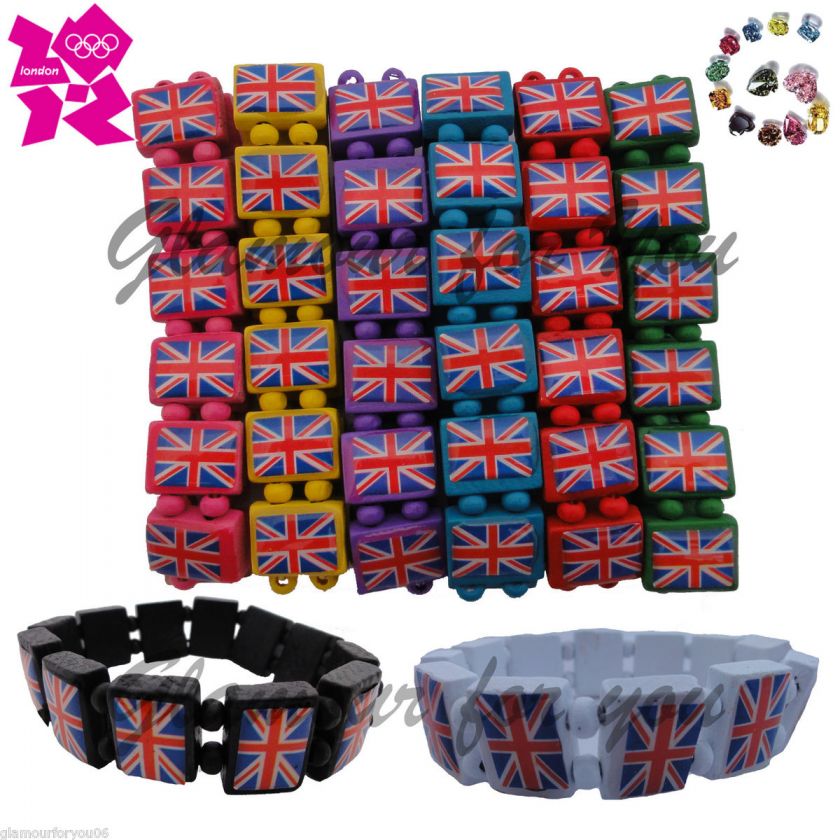   Adults Jesus British Union Jack Flag UK London 2012 Wooden Bracelets