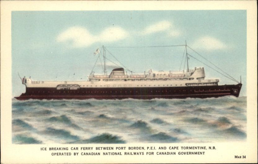 PORT BORDEN PEI Ice Breaking Car Ferry Old Postcard  