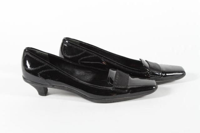 Prada Black Patent Kitten Heel Loafer Wear To Work Everyday Size 36/6 