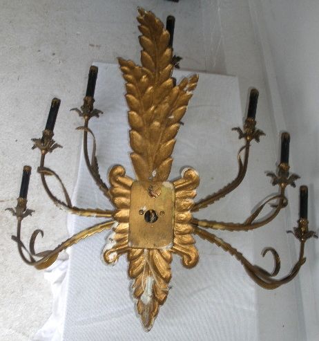 Ornate Wall Sconce Candelabra w/Fern & Leaf Design 8Arm  