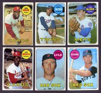 1969 TOPPS BASEBALL NEAR COMPLETE SET 626/664   MID GRADE   Mantle PSA 